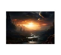 GAEKKO Wall Picture 'The Planets Apocalypse During a Cyberwar' on Photo Board without Picture Frame 40 x 40 cm
