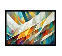 GAEKKO Wall Picture 'White Textured Artwork - Elegant Minimalistic' on Photo Board with Picture Frame Photo Board Picture 60 x 40 cm