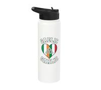 Gaelic Garlic Half Irish Half Italian Flag Heart Celtic Knot Stainless Steel Insulated Water Bottle