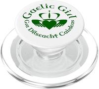 Gaelic Girl Gra, Dilseacht, Cairdeas Claddagh Roundel PopSockets PopGrip for MagSafe
