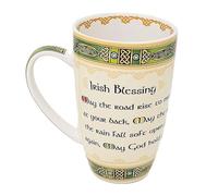 GaelSong Ceramic Irish Blessing Mug Cream Design Green Elements Coffee Tea Cup Drinks Kitchenware Present Housewarming Gift May the Road Rise... 14 Oz
