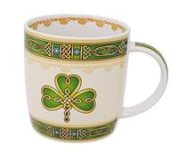 GaelSong Ceramic Shamrock Mug Cream Design with Green Elements Coffee Tea Cup Irish Symbol Hot Drinks Kitchenware Present Housewarming Gift St Patrck's Day