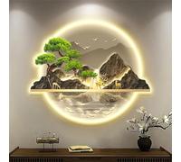 GAENZA LED Light Landscape Wall Art Decor, 3D Wall Sculptures Painting Hanging Artwork Wall Art with Led Light, Entrance Foyer Decoration Painting Landscape with Lights,03,120 * 100cm