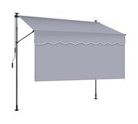 GAENZA Manual Retractable Awning Shade, Non-Screw Patio Sun Shade Shelter, No Drilling Standing Retractable Manual Awning, Shelter Canopy with Hand Crank, for Patio Outdoor Shade Canopy,G,2.5x1.2m
