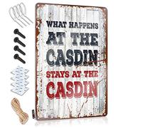 gaeruite Alarm Sign What Happens at The Casdin Stays at The Casdin Metal Sign Fair Warning Sign Funny Gifts for Men (Size : 20X30CM)