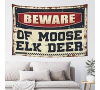gaeruite Cave Man Bar Beware of Moose Elk Deer Tapestry Wall Decor Dorm Tapestrys (Size : 75X100CM)