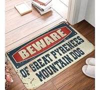 gaeruite Entryway Rugs Indoor Non Slip Beware of Great Pyrenees Mountain Dog Rug Halloween Rugs for Kitchen (Size : 24 * 36IN/65 * 90CM)