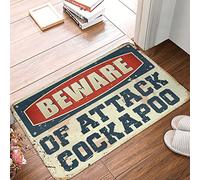 gaeruite Front Door Mat Indoor Beware of Attack Cockapoo Rug Shoes Off Doormat (Size : 40X60CM)