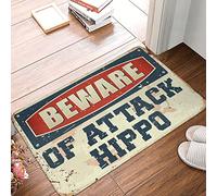 gaeruite Funny Hippo Beware of Attack Doormat (Size: 50 x 80 cm)