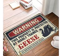 gaeruite Hello Pumpkin Doormat Fall Outdoor Mats for Front Warning This Property is Protected by a Highly Trained Geese Door Mat Thin Bathroom Rugs Fit Under Door Non Slip Rug
