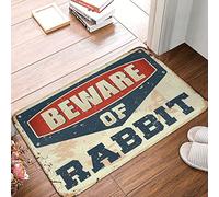 gaeruite Non Slip Rug Garage Rug Beware of Rabbit Door Mat Teal Kitchen Rugs and Mats Machine Washable Rubber (Color : MD2980, Size : 16x20in)