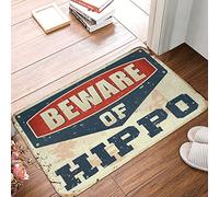 gaeruite Outdoor Door Mat for Patio Beware of Hippo Rug Watch Your Step Sign (Size : 20 * 32IN/50 * 80CM)