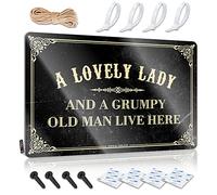 gaeruite Tin Sign Metal A Lovely Lady And A Grumpy Old Man Live Here Tin Sign Bar Tin Signs Vintage (Size : 30X40CM)
