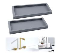 GAESHOW 2 Pcs Bathroom Vanity Tray, Silicone Bathroom Counter Tray, Countertop Sink Storage Trays for Cosmetic, Tissues, Towel, Perfume, Shampoo, Shower Gel, 7.87x3.93x0.7in