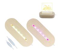GAESHOW 2Pcs LED Lights Display Base, Wooden LED Light Base, Warm Color Rectangular Wooden Lighted Base Stand, USB LED Light Base for Acrylic Plate Glass Plate Resin Art