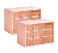 GAESHOW 2Pcs Small Storage Drawers, Mini Plastic Drawer Organiser, 9 Drawer Organiser Drawers Unit Desktop Craft Drawer Cabinet for Sewing, DIY Crafts, Office Supplies and Jewelry