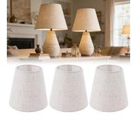 GAESHOW 3 Pcs Linen Lampshade, Small Lampshade for Ceiling Lights, Fabric Lampshade Clip On E14 Bulbs for Beiside Table Wall Lamp Crystal for Table Lamp, and Floor Light, Ceiling Lights
