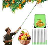 GAESHOW 4 m Fruit Picker with Telescopic Handle, Apple Picker with Stainless Steel Rod and Cotton Bag, Diameter 16 cm as Fruit Extractor, Cherry Picker