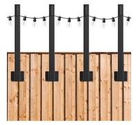 GAESHOW 4Pcs Outdoor String Light Poles, Metal Outside Hanging Lights Poles with Hooks, Festoon Poles for Hanging Decorative Lights Patio Fence Wall Garden