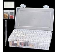 GAESHOW 64 Slot Seed Storage Box Organiser, Portable Seed Organiser for Allotment, Flower, Vegetable & Garden Seeds - 112 Labels & Tweezers, Gardening Gift