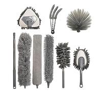 GAESHOW 9 PCS Feather Duster for Cleaning, Microfiber Duster Cleaning Kit with Telescoping Extension, Reusable Long Feather Duster for Cleaning Ceiling Fan,High Ceiling,Furniture