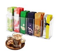 GAESHOW Acrylic Tea Storage Box, Clear Teabag Organizer Bins Plastic Tea Packet Organisers Storage Container with 5 Removable Dividers for Snacks, Pouches, Spice Packets