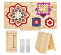 GAESHOW Crochet Blocking Board and Pins, Foldable Blocking Board for Crochet, Open: 22in×11in, Folded: 11in×11in, Granny Square Blocking Board with 20 Pins for Crocheting and Knitting