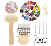 GAESHOW Darning Loom Machine, Small Darning Loom Weaving Loom, Mini Weaving Repair Tool Kit with Mushroom, Speedweve Type Tool, 11 Hooks, 50 Colour Threads, Darning Kit, Weaving Loom for Adults