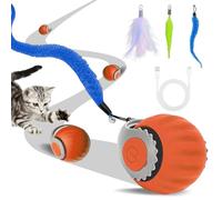 GAESHOW Electric Ball Toy for Cats and Dogs, Interactive Indoor Cat Toys, 2 Working Modes, Interactive Game Cat with Replacement Tail (Orange)
