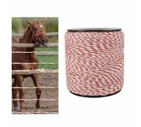 GAESHOW Electric Fence Wire, 6 Strand Electric Fence Polywire, White & Red Electric Livestock Fence Wire with Chuck for Cattle Sheep Horse Pets Crop Protection