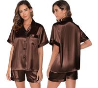GAESHOW Ladies Pyjamas for Women Short Sleeve Silk Satin Pjs Two Piece Shorts Set Sleepwear Bride Pajamas Loungewear S-XXL