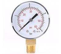 GAESHOW Vacuum Pressure Gauge 0-4bar / 0-60psi, Pressure & Vacuum Measurement 1/4" NPT Brass Side Mount for Air, Water, Oil and Gas