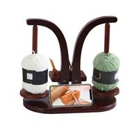 GAESHOW Yarn Holder Magnetic, Wooden Yarn Spool Rack with Cell Phone Holder and Crochet Hook Organizer, Rotating Double Holder Yarn Spinner Crocheting Handmade Christmas Gift for Craft Lovers