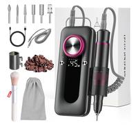 Gaethra Electric Nail File for Thick Nails, 45000RPM Electric Nail Drill, Professional Portable Nail Grinder for Acrylic and Gel Nails, Low Noise Rechargeable Electric Nail Grinder, 4000mah