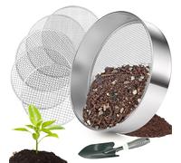 Gaethra Garden Sieve, 30 cm Ground Sieve with 5 Interchangeable Sieve Inserts and Shovel, Rust Protection, Stainless Steel Compost Sieve for Soil, Compost, Sand Rocks, Seeds