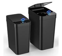 Gaethra Set of 2 Rubbish Bin with Sensor, 15L & 12L Automatic Electric Lid Sensor, 3 Operating Modes, Quiet, Waterproof, Intelligent Waste Container, for Kitchen, Office, Living Room, Bathroom