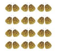 Gaetooely 24Pcs Cheerleading Pom Poms Metallic Foil Cheer Pom Poms with Plastic Handle for Adults Kids Cheerleaders Party Yellow
