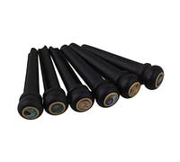 Gaetooely 6Pcs Black Ebony Shell Guitar Bridge Bone Pins Set with Green Abalone Dot For Acoustic Guitar Accessories