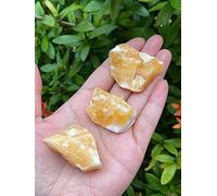 GAF TREASURES 3 Pcs Orange Calcite Rough Natural Stones, Raw Calcite Crystals (Orange Calcite)