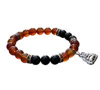 GAF TREASURES Crystal Beaded Bracelets, Wholesale Real Stretch Gemstone Bracelets, Healing Crystal Bracelets, Gifts for Men & Women, 3 Bracelets, Stone, Red Agate & Black Onyx