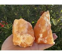 GAF TREASURES Extra Large Orange Calcite Rough Natural Stones, Raw Calcite Orange Crystals (0.5-1 Pounds)