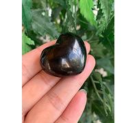 GAF TREASURES Shungite Heart, Polished Shungite Puffy Heart, Shungite Worry Stone, Palm Stone, Shungite Heart Stone