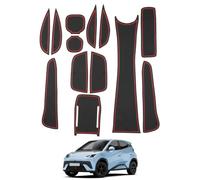 GAFAT Compatible with BYD Dolphin Surf 2025 2026 2027 Non-Slip Mats Set | Protection interior Mats Set Accessories for Centre Console, Cup Holders & Door Compartments, Anti-flap (Red)