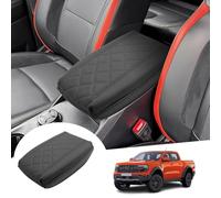 GAFAT Compatible with Ford Ranger T9 2023 2024 2025 (Electronic Brake) Centre Armrest Cover, Ranger Raptor Wildtrak Centre Console, PU Microfibre Leather, 4 cm Increased Thickened Relieve Fatigue