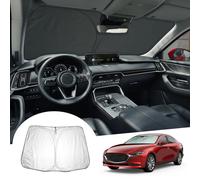 GAFAT Compatible with Mazda 3 IV 2019-2024 2025 Sunshades, Sun Protection Front Windscreen Inside, M?zd?3 BP Parasol Sun Visor, Cooling, UV Protection, Mαzdα 3 Accessories [No notch on top]