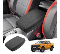 GAFAT Compatible with New Ford Ranger T9 2023 2024 2025 (Electronic Brake) Centre Armrest Cover, Ranger Raptor Wildtrak Centre Console, PU Microfibre Leather, 1.6 inches (4 cm) Raised Thickened