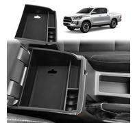 GAFAT Compatible with Toyota Hilux 2016-2023 2024 2025 Center Console Storage Box, Hilux MK8 Invincible X/GR Sport Armrest Organizer Trays with Non-slip Mat, Hilux Accessories 2025 (Black)
