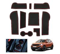 GAFAT Compatible with VW T-Cross 2018-2024 2025 2024 Non-Slip Rubber Mats, T Cross R-Line SE Centre Console, Door Seam Mats (Red)
