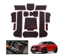 GAFAT Compatible with VW T-ROC Non-Slip Mats, 2017-2024 2025 T-R0C Rubber Mats for Centre Console, Organiser Tray, Glove Box, Door Slots (Red)