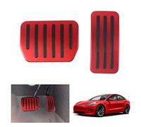 GAFAT Tesla Model Y Juniper 2025 2026/ Model 3 2022-2025 2026 Pedales para Gas y Frenos, Tesla Model 3 Highland Tapas de Pedal, Cubierta Pedales de Base, Accesorios Tesla Model Y 2025 (Rojo)